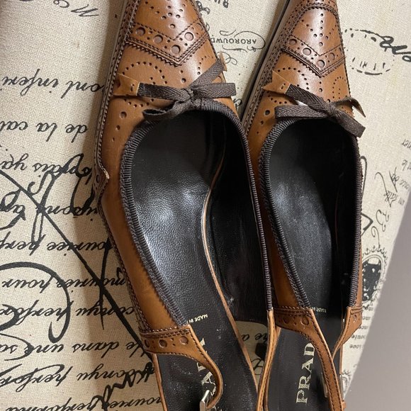 PRADA SLINGBACKS SIZE 10.5 KITTEN HEEL - Picture 5 of 7